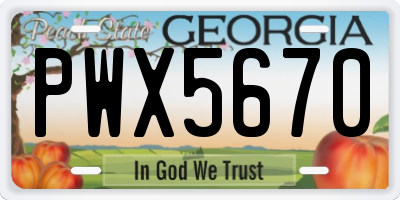 GA license plate PWX5670