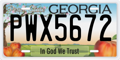 GA license plate PWX5672