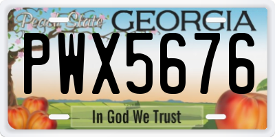 GA license plate PWX5676