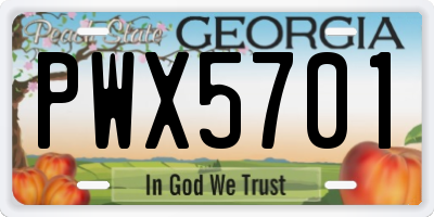GA license plate PWX5701