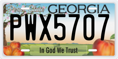 GA license plate PWX5707