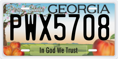 GA license plate PWX5708