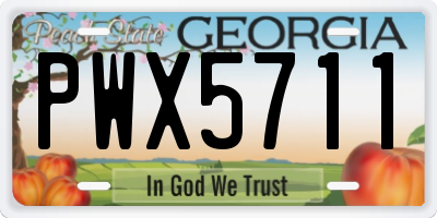 GA license plate PWX5711