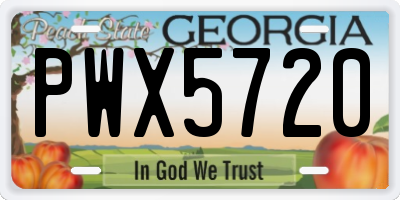 GA license plate PWX5720