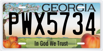 GA license plate PWX5734