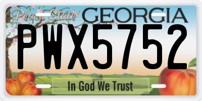 GA license plate PWX5752