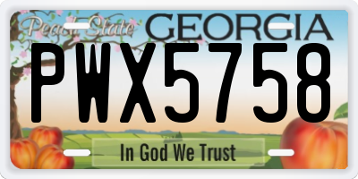 GA license plate PWX5758