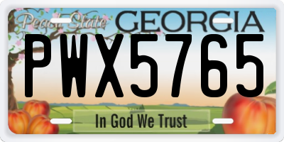 GA license plate PWX5765