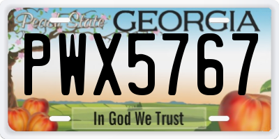 GA license plate PWX5767
