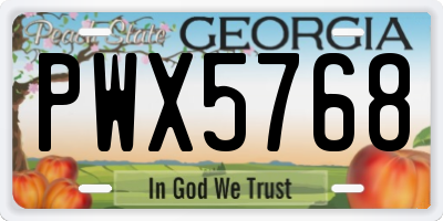 GA license plate PWX5768
