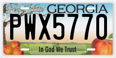 GA license plate PWX5770