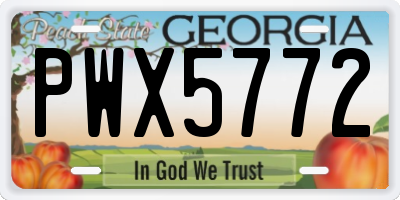 GA license plate PWX5772