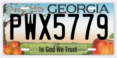 GA license plate PWX5779