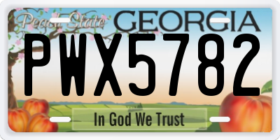 GA license plate PWX5782