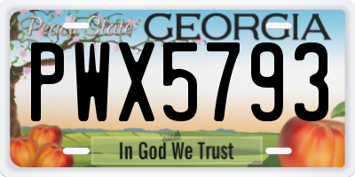 GA license plate PWX5793