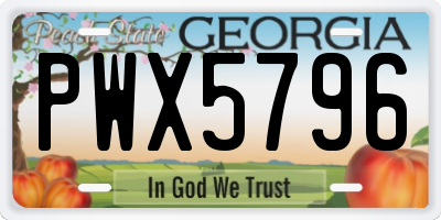 GA license plate PWX5796