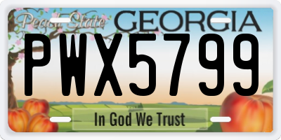 GA license plate PWX5799