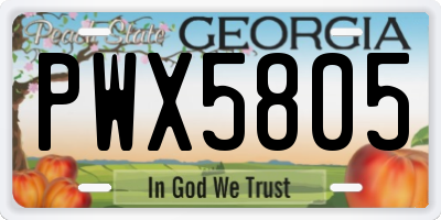 GA license plate PWX5805