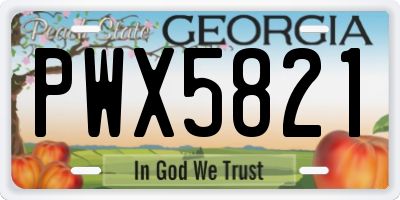 GA license plate PWX5821