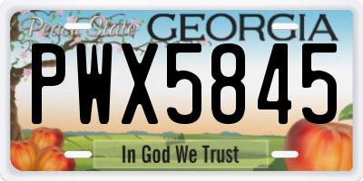 GA license plate PWX5845