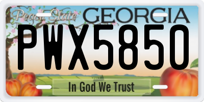 GA license plate PWX5850