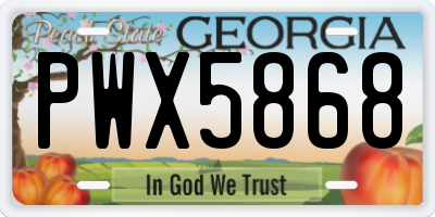 GA license plate PWX5868