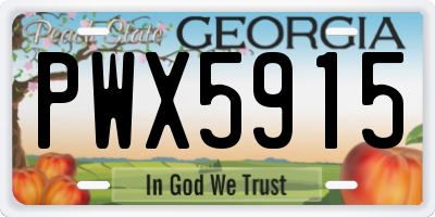 GA license plate PWX5915