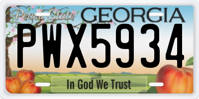 GA license plate PWX5934