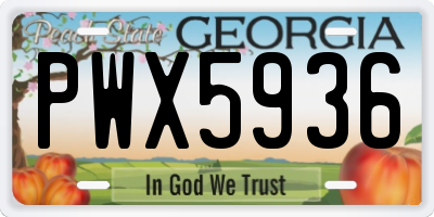 GA license plate PWX5936
