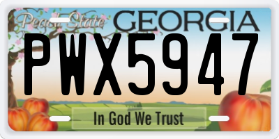 GA license plate PWX5947