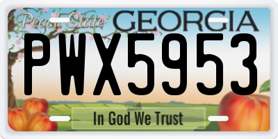 GA license plate PWX5953