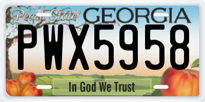 GA license plate PWX5958