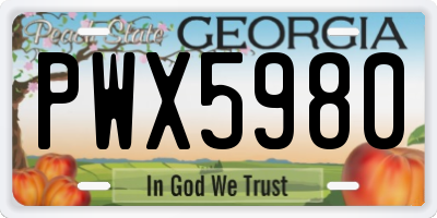 GA license plate PWX5980