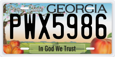 GA license plate PWX5986