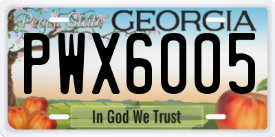 GA license plate PWX6005