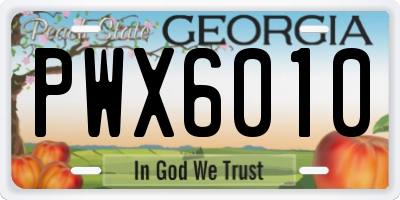 GA license plate PWX6010