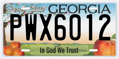 GA license plate PWX6012