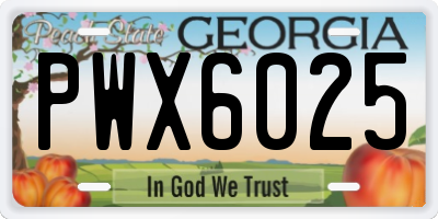 GA license plate PWX6025
