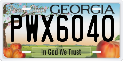 GA license plate PWX6040