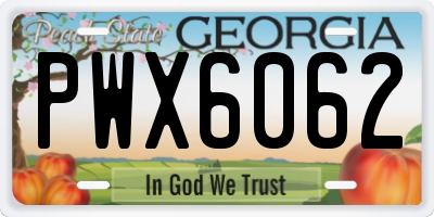 GA license plate PWX6062