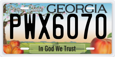GA license plate PWX6070