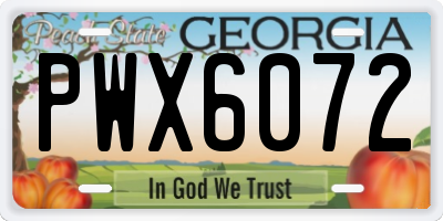 GA license plate PWX6072