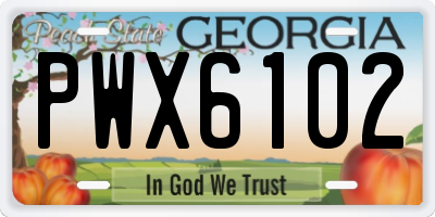 GA license plate PWX6102