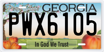 GA license plate PWX6105