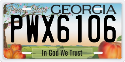 GA license plate PWX6106