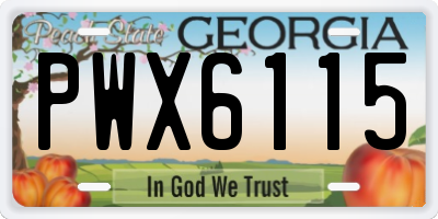 GA license plate PWX6115