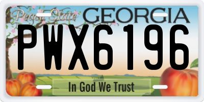 GA license plate PWX6196