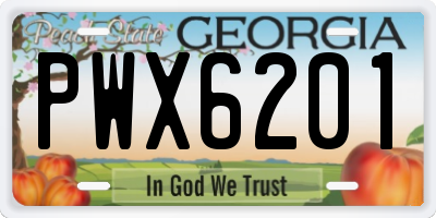 GA license plate PWX6201
