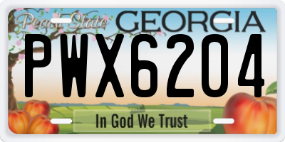 GA license plate PWX6204