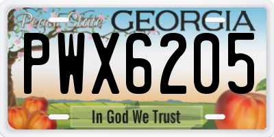 GA license plate PWX6205